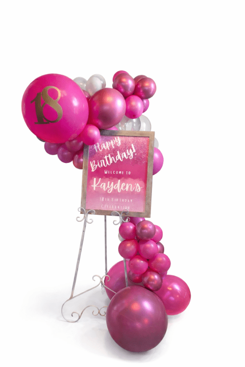 Custom Event Welcome Sign On Easel With Balloon Clusters Custom Event Welcome Sign On Easel With Balloon Clusters